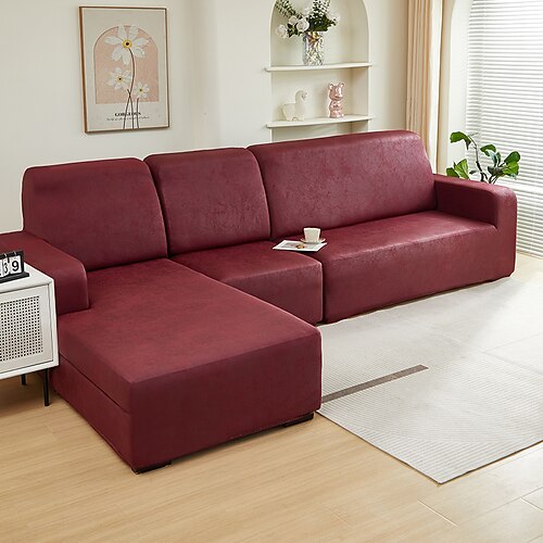 Sofabezug aus PU-Leder für Sofakissen, wasserdicht, elastischer Sofabezug, Zweisitzer-Sofa, Möbelschutz für das Wohnzimmer Image