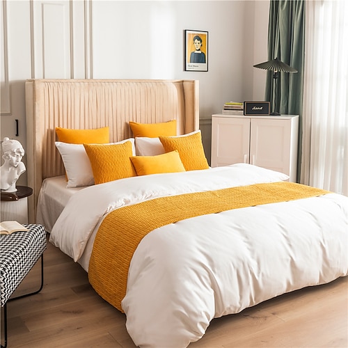 Bettläufer Bett-Schal Samt dekorativer Bett-Schal für Zuhause Hotel Bettüberwürfe Schals Schutz moderner einfarbiger Bettläufer für das Fußende des Bettes Heim Schlafzimmer Bettwäsche Dekoration Image