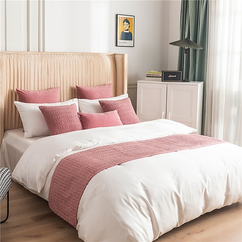 Bettläufer Bett-Schal Samt dekorativer Bett-Schal für Zuhause Hotel Bettüberwürfe Schals Schutz moderner einfarbiger Bettläufer für das Fußende des Bettes Heim Schlafzimmer Bettwäsche Dekoration Image