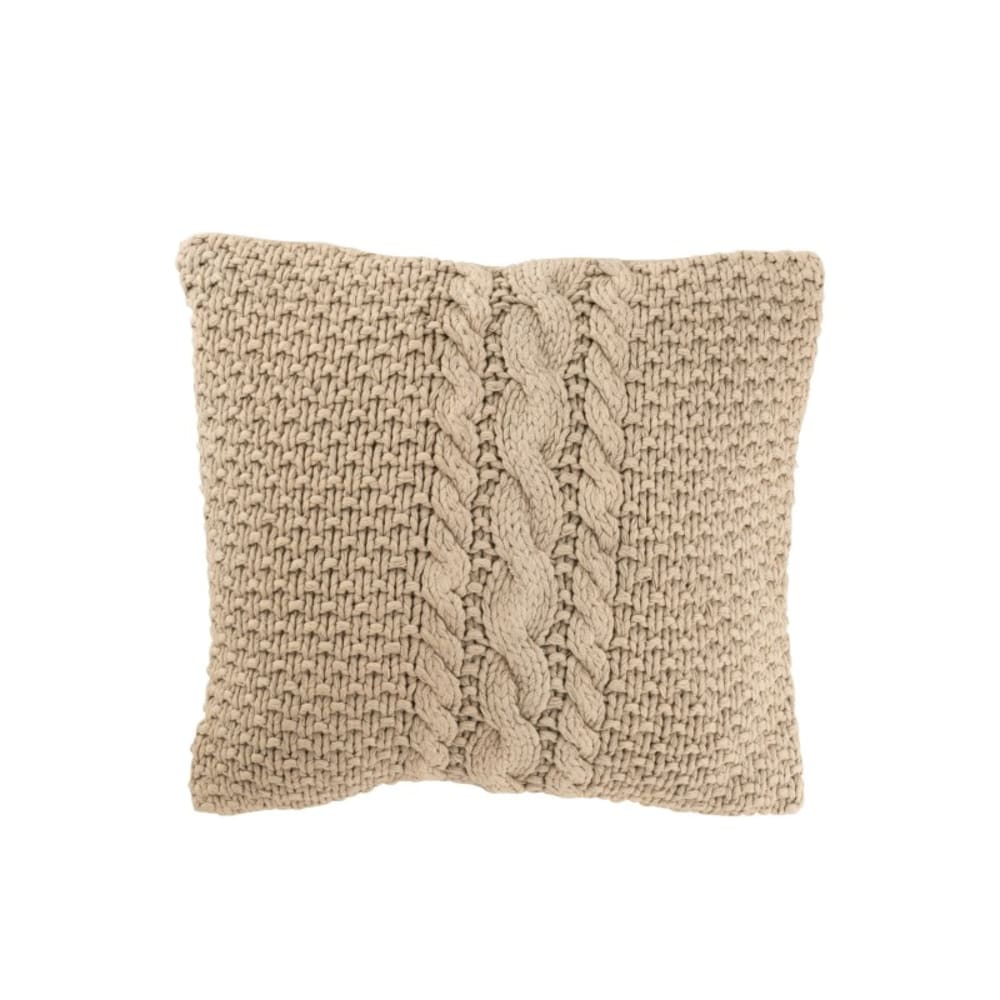 Coussin carré en coton beige 50x50x12 cm