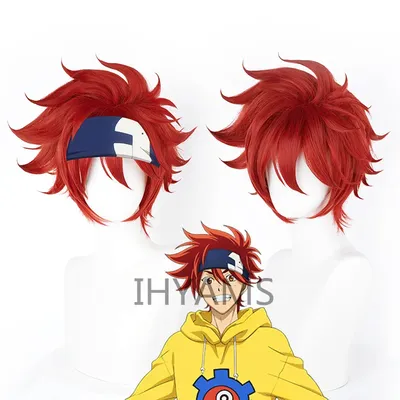 SK8 The Infinity Reki Kyan Cosplay Wig Red Short Men Wigs with Bangs Heat Resistant Synthetic Hair +