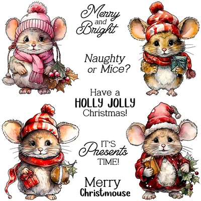Mangocraft Cute Mouse In Christmas Suits Cutting Dies Clear Stamp DIY Scrapbooking Metal Dies