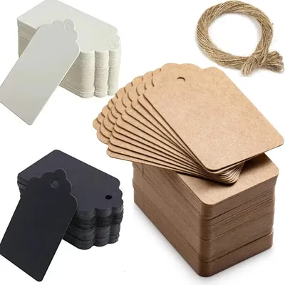 100pcs Premium Gift Tags Kraft Paper Price Tags with 20 meter Jute Twine Craft Tag Labels for