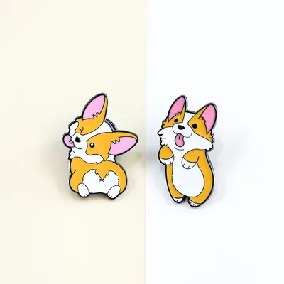 Cute Corgi Lapel Pins for Backpacks Metal Enamel Pin Pines Brooches for Women Badges Fashion Jewelry