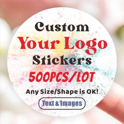 500PCS Custom Stickers Customized Logo Labels Wedding Birthday Baptism Packaging Print Your Own
