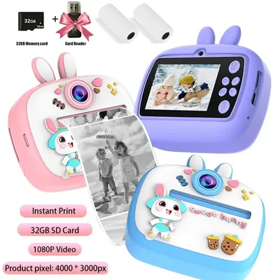 Children Digital Camera Instant Print for Kids Thermal Print Rabbit Camera Instant Photo Printing