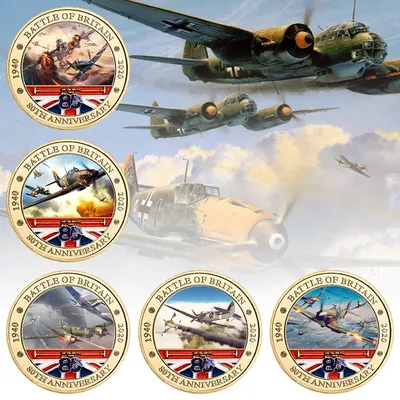 5pcs Battle of Britain Golden Commemorative Coins UK Military Challenge Coins Army Souvenir Medal