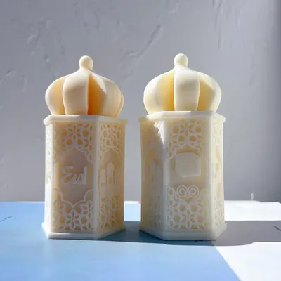 EID Mubarak Lantern Candle Mold Islamic Muslim Lamp Soy Wax Silicone Mold For Eid al-Adha Ramadan