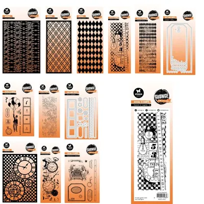 Ballon man Typewriter Grunge Collection labels Clock Metal Cutting Dies Silicone Stamp Scrapbooking