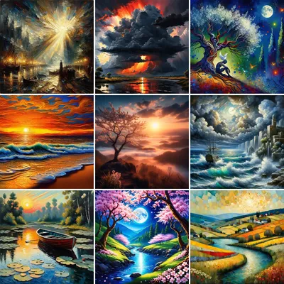 Fantasy Landscape Painting By Numbers Package Acrylic Paints 50*70 Picture By Numbers Photo