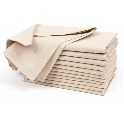 Set of 12 Linen Flax Cotton Cloth Dinner Napkin Natural Fabric Napkins Mitered Corners Wedding Napkins Dinner Napkins