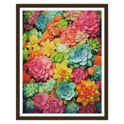 Cross Stitch11CT 14CT Succulents Embroidery DIY Printed Kits Needlework Sets Home Decor Crafts 101 Colors