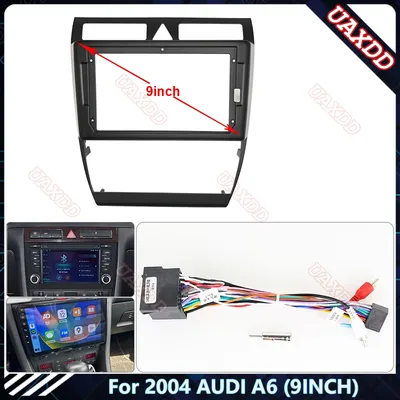 Car Radio Fascia Frame For 2004 AUDI A6 9 inch Stereo Panel Wire Harness Power Cable Adapter Canbus