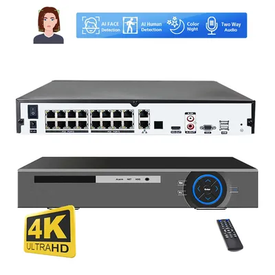 Xmeye H.265 16Channel 4K POE NVR 8MP Ai Face Recognition Ai Human Network Video Recorder For