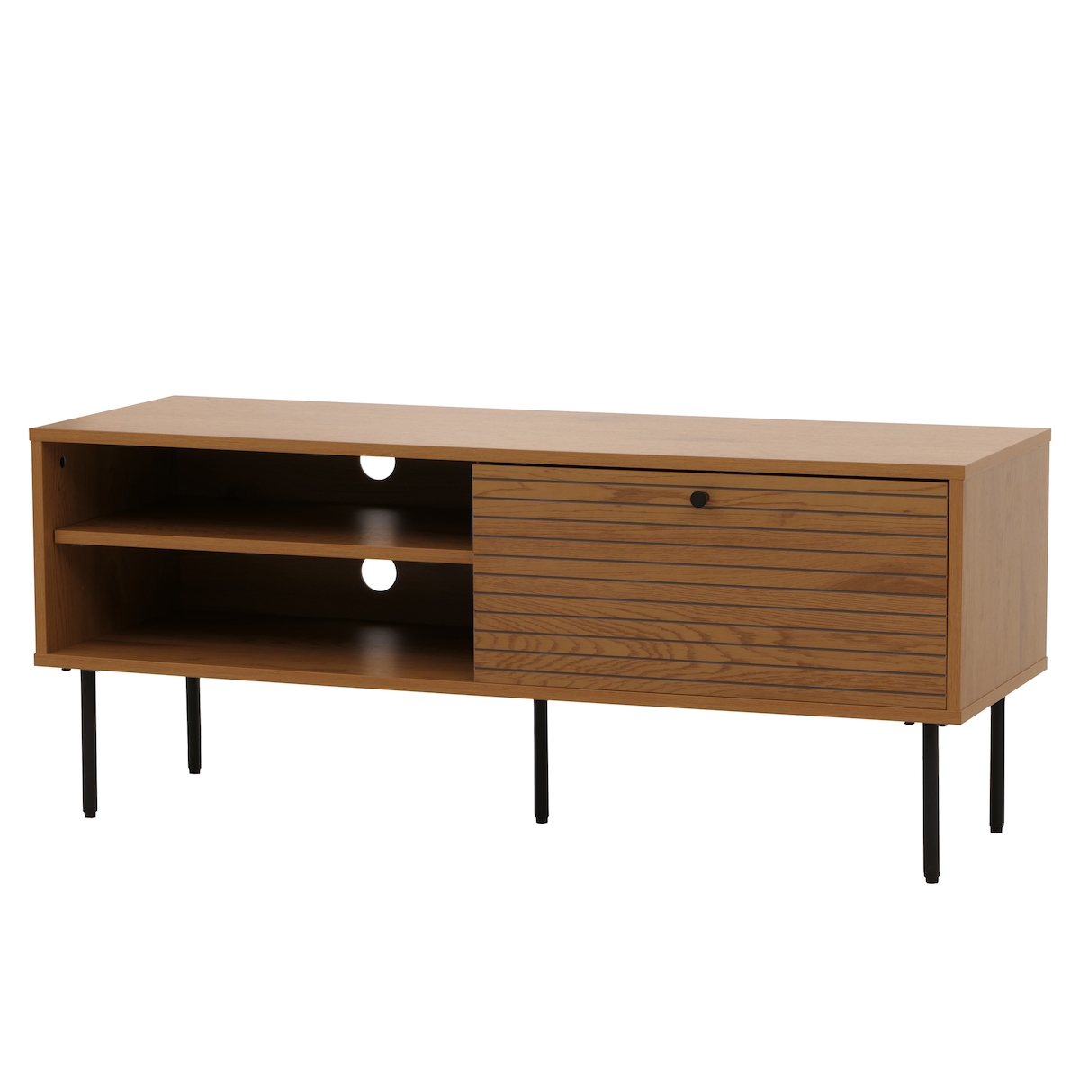 Mendler TV-Rack HWC-N78, Lowboard TV-Schrank, skandinavischer Stil Metall Holz Melamin MVG 50x120x40cm ~ natur Image