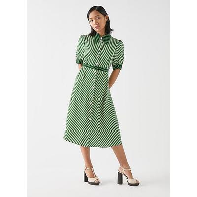 Val Petite Green & Birch Printed Shirt Dress, Green
