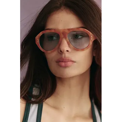 Cruise Oversized Aviator Sunglasses at Free People in Leopard