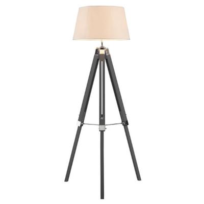 Adjustable Matt Grey and Silver with White Shade Tripod Floor Lamp