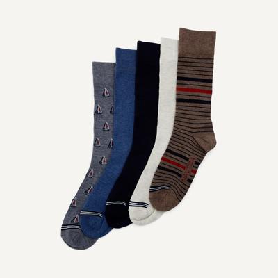 Nautica Men's Dress Crew Socks, 5-Pack Pewter Grey, OS
