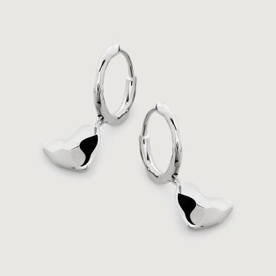 Sterling Silver Heart Drop Huggie Earrings