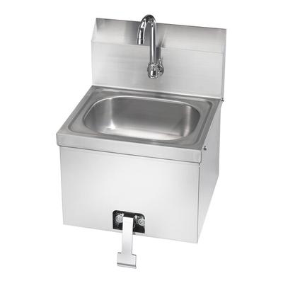 Krowne HS-15 15 1/4" x 15 3/4" Wall-Mounted Hand Sink with Royal Series Knee Pedal Valve Faucet with 0.5 GPM Aerator and 3 1/2" Gooseneck Spout