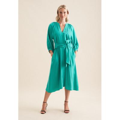 Sommerkleid SEIDENSTICKER "Schwarze Rose", Damen, Gr. M (38), Normalgrößen, blau (türkis), 88% Modal 12% Polyester, unifarben, oversize, Rundhals, 3/4-Ärmel, Kleider, 3/4-Arm Rundhals Uni Image