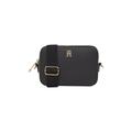 Umhängetasche TOMMY HILFIGER "TH SOFT LOGO CAMERA BAG", Damen, Gr. B/H/T: 18,5cm x 13cm x 6cm, schwarz, Lederimitat, Taschen, Damen Handytasche, Mini Bag, Schultertasche mit TH-Logoprägung