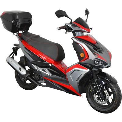 Motorroller GT UNION "Striker 45", schwarz (schwarz, rot, schwarz), Motorroller & Mofas, 45 km/h, Luftgekühlter Motor, B:71cm H:115cm L:181cm