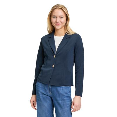 Jackenblazer BETTY BARCLAY "Betty Barclay Kurzblazer mit Knöpfen", Damen, Gr. 48, blau (dunkelblau), Obermaterial: 51% Polyester, 42% Modal, 7% Elasthan., modisch, tailliert normal, Langarm, Blazer, Kragen Image