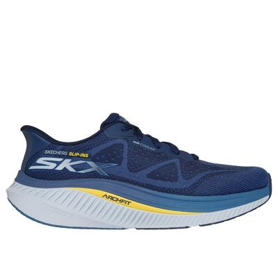 Skechers Men's Slip-ins: GO WALK Max Cushioning Arch Fit - Jesper Sneaker | Size 10.5 | Navy/Yellow | Textile/Synthetic | Vegan | Machine Washable