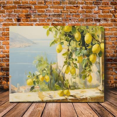 TEMU Room Decor 1pc Amalfi View With Vintage Canvas Art Print, Rustic Farmhouse Aesthetic Room Decor, Wall Art For Home, Digital Download Tv Frame - Azqqaza660 Image