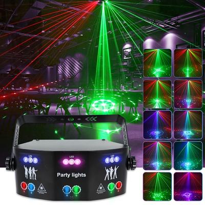 TEMU 1pc 15-lens Dj Strobe Light Projector With Remote Control - Led Stage Lights, Sound-activated, Graphite , For Weddings, Karaoke, Nightclubs, Bars, Home Parties & More