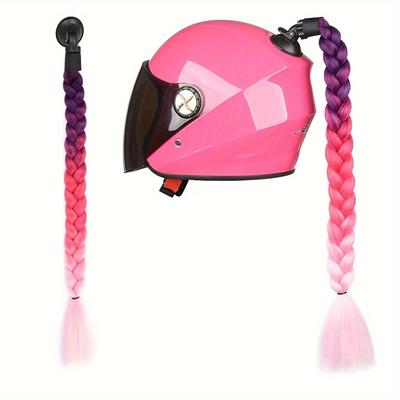 TEMU Motorcycle Helmet Decoration Braids Hair Tails With Suction Cup ( Helmet Not Included)