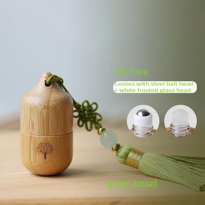 TEMU Bamboo Essential Oil Roller Bottles With Tassel 0.03oz - Oval, Hypoallergenic, Hand Wash - Wooden Travel Perfume Sample Roll-on Set