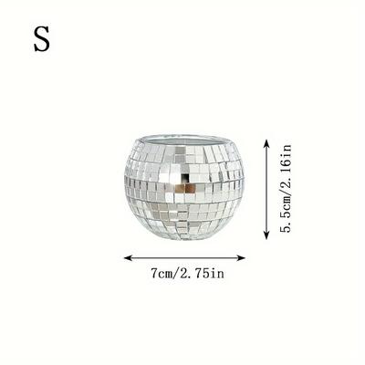 TEMU Colorful Disco Candle Holder With Mirrored Surface, Suitable For Various Sizes Of Transparent Glass Tables In Bedrooms And Living Rooms, Creating An Atmospheric Desktop Decoration.