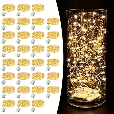 TEMU 30/100pcs Led Fairy Lights Battery Operated String Lights - 6.5ft 20led Silvery Wire Firefly Lights For Diy Crafts Wedding Table Centerpieces Party Bedroom Christmas