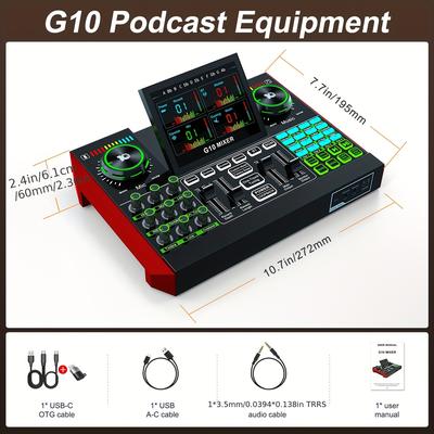 TEMU Podcast Equipment Bundle Usb Audio Interface With Mixer, Multi-channel Sound Board Voice Changer, Studio Xlr Dj Mixer For Kit Live Streaming Recording