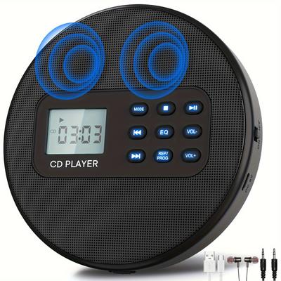 TEMU Cd For Car: Rechargeable Cd Speakers And -skip Cd Headphones Lcd Display