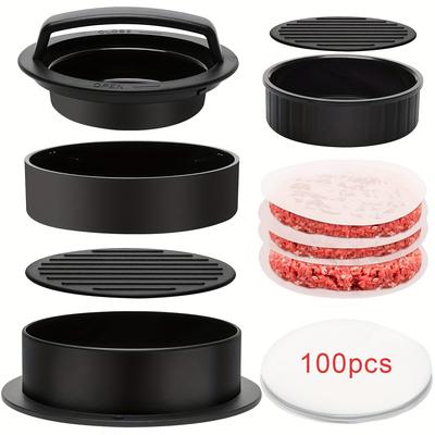 TEMU Bbq Sliders Press With Burger Paper For Burger Press, Hamburger Patty Maker Stuffed Burgers Press (black)