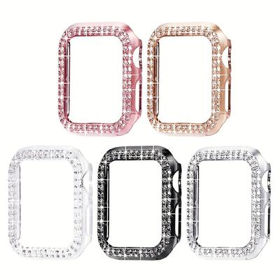 TEMU 5pcs Case Compatible For Watch Case /8/7/6/5/4/se, Premium Glitter Diamond Bling Hard Pc Protective Bumper Cover For Iwatch