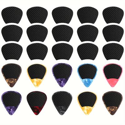 TEMU 60 Guitar Plectrum Grips, Non-slip Silicone , With 10 Guitar Plectrums (plectrum Color Random, 2 Different Thicknesses Of Guitar Plectrums, Self-adhesive Guitar Plectrum Fixer