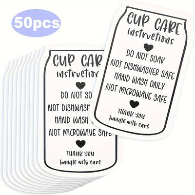 TEMU 50pcs Tumbler Care Instruction Cards - & Customer Service For Business Cups,