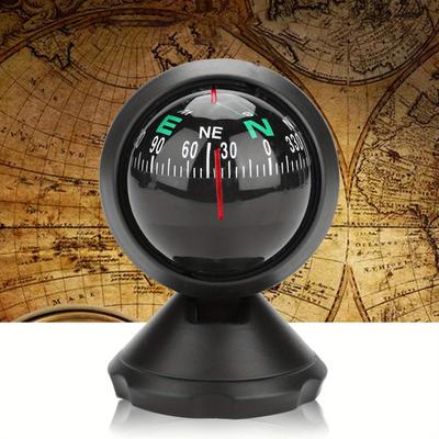 TEMU Black Electronic Adjustable Ball Night Vision Compass For Boat Vehicle Fast Response Pivoting Marine To Read Dial For Precise Navigation With Adhesive Mount For Car Boat Marine Truck Use