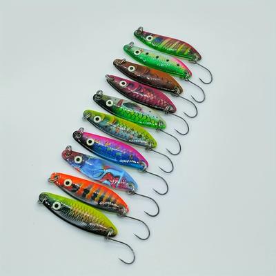 TEMU 10pcs Mini Metal Fishing Lures, 5.5g - Uv Iron Sequins For Bass, Trout & More - Halloween, Christmas, Thanksgiving & New Year