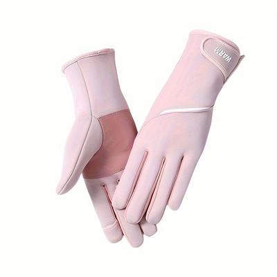 TEMU 1 Pair Women's Winter Cycling Gloves, Touchscreen Compatible, Velvet-lined, , Cold Resistant, Waterproof Full Finger Polyester Gloves For Outdoor Hiking, Skiing, - , Printed