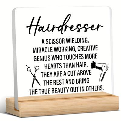 TEMU 2d Flat, 1pc Inspirational Hairdresser Acrylic Desk Sign - 