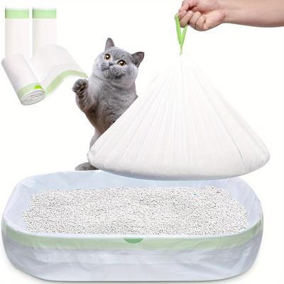 TEMU Hot Large Litter Box Lined Drawstring Litter Bag, Extra Litter Box Liner Heavy Duty