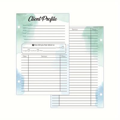 TEMU Client Profile Cards, Stylist Binder Inserts, Small Business Data Sheets, Hair Contact Record Labels, Paper Client Management Cards For Nail & Hair Stylists