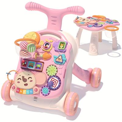 TEMU Kinichooy-3in 1 Walker And Activity Center For Girl, , Learning To Walk, Sit To Stand, Push Toys For 6-12 Months Pink