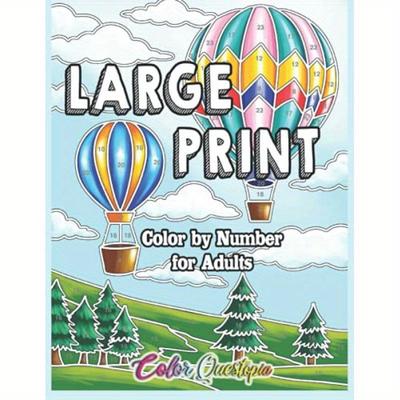 TEMU Color Questopia Adult Coloring Book Volume 2: Large Print, Relaxing Simple Designs, English Language, With 21 New Pages For Ages 14+